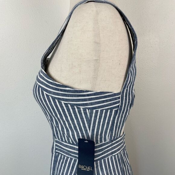 NWT RACHEL Rachel Roy Navy Blue and White Striped Midi Dress Size 2 - Picture 5 of 10